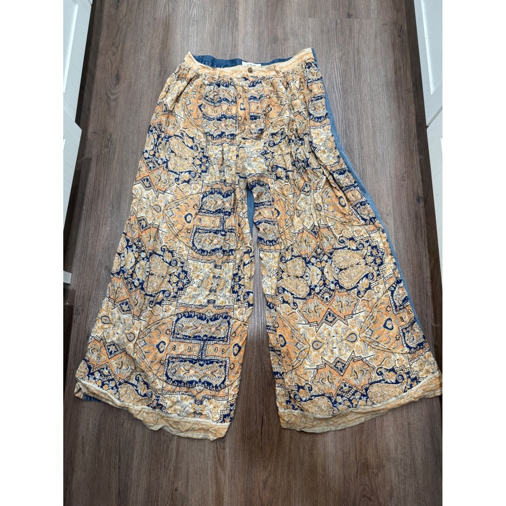 We The‎ Free Wide Leg Boho Paisley Print Jeans Size 31